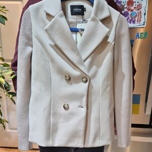 NWT Women's Cream Double-Breasted Jacket